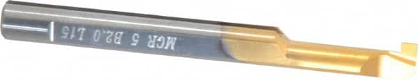 Carmex - 0.08" Groove Width, 0.2" Min Hole Diam, 0.59" Max Hole Depth, Grooving Grooving Tool - 0.05" Projection, 2" OAL, Solid Carbide, TiN Finish - Exact Tooling
