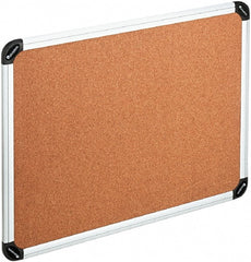 UNIVERSAL - 48" Wide x 36" High Open Cork Bulletin Board - Natural Cork, Silver Frame - Exact Tooling