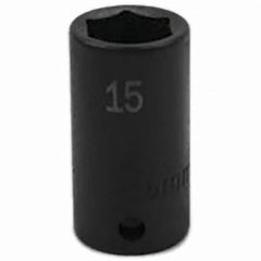 SK - Impact Socket - 3/8"DR 6PT 15MM SEMI-DEEP IMPACT SOCKET - Exact Tooling