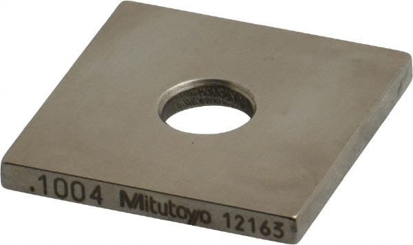 Mitutoyo - 0.1004" Square Steel Gage Block - Accuracy Grade 0, Includes Certificate of Inspection - Exact Tooling