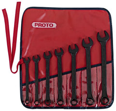 Proto - 7 Piece, 3/8" to 3/4", 12 Point Combination Wrench Set - Inch Measurement Standard, Black Oxide Finish, Comes in Nylon Roll - Exact Tooling