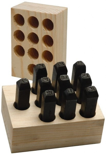 Made in USA - 10 Piece, 1/8" Character Steel Stamp Set - Double Digit Figures, Double Digits - Exact Tooling