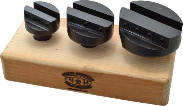 Made in USA - 3 Piece, 3/4" Shank Diam, 1-1/2" to 2-1/2" Max Head Diam, Straight Shank, Fly Cutter Set - 1 Bit Per Cutter, 3/8 to 1/2" Tool Bit, Multiple Head Diams, Includes Wood Block - Exact Tooling