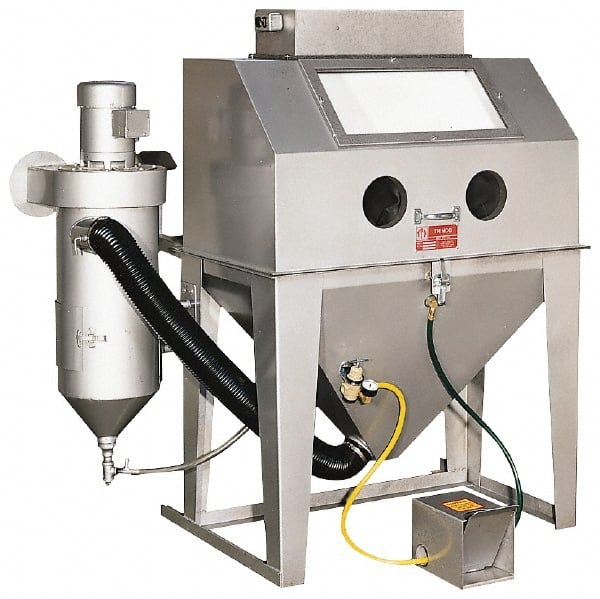 Trinco - 45" Wide x 71" High x 71" Deep Floor Sandblaster - Working Dimensions 40" Wide x 31" High x 40" Deep - Exact Tooling