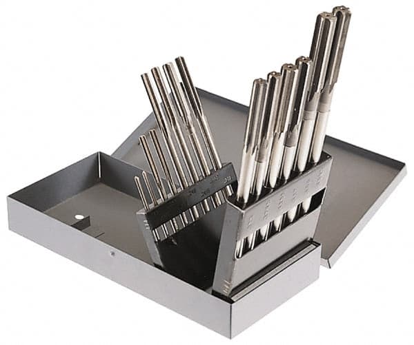Made in USA - 0.123" to 0.4995", Chucking Reamer Set - Straight Flute, Right Hand Cut, 14 Pieces - Exact Tooling