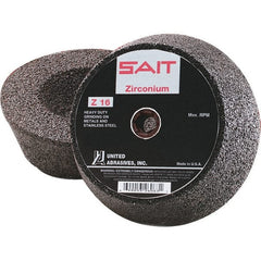 Sait - 6" Diam x 2" Thick, R Hardness, 16 Grit Surface Grinding Wheel - Zirconia Alumina, Type 11, Very Coarse Grade, 6,050 Max RPM, Resinoid Bond - Exact Tooling