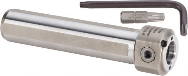 Kennametal - Neutral Cut, KM2016 Modular Connection, Round Shank Lathe Modular Clamping Unit - 25mm Square Shank Diam, 100mm OAL, Through Coolant, Series NCM-SS Round Shank - Exact Tooling