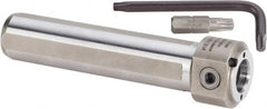 Kennametal - Neutral Cut, KM1612 Modular Connection, Round Shank Lathe Modular Clamping Unit - 3/4" Square Shank Diam, 3-15/16" OAL, Through Coolant, Series NCM-SS Round Shank - Exact Tooling