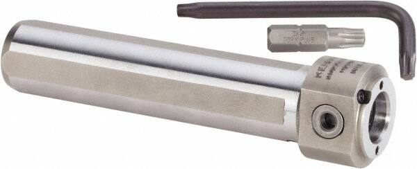 Kennametal - Neutral Cut, KM2016 Modular Connection, Round Shank Lathe Modular Clamping Unit - 3/4" Square Shank Diam, 3-15/16" OAL, Through Coolant, Series NCM-SS Round Shank - Exact Tooling