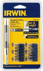 Irwin - 13 Piece, 1/4" Drive Screwdriver Drive Guide - #1 to #3 Phillips, 0.05 to 1/4" Hex, 1.27 to 10mm Hex, #1 & #2 Square Recess - Exact Tooling
