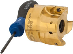 Seco - 2" Cut Diam, 0.295" Max Depth, 3/4" Arbor Hole, 4 Inserts, XPKX12 Insert Style, Indexable Copy Face Mill - R220.97-12 Cutter Style, 30,000 Max RPM, 1.77" High, Through Coolant, Series R220 - Exact Tooling