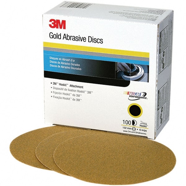 3M - 6" Diam, 120 Grit, Aluminum Oxide Hook & Loop Disc - Fine Grade, Coated, C Weight Paper Backing, Series 236U - Exact Tooling
