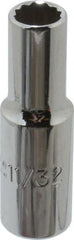 Proto - 11/32", 3/8" Drive, Deep Hand Socket - 12 Points, 2-1/8" OAL, Alloy Steel, Chrome Finish - Exact Tooling