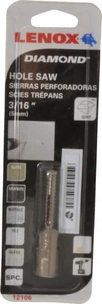 Lenox - 3/16" Diam, 1-1/8" Cutting Depth, Hole Saw - Diamond Grit Saw, Continuous Edge - Exact Tooling