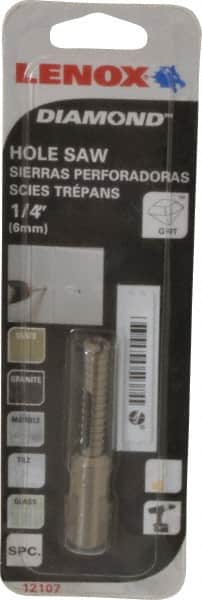 Lenox - 1/4" Diam, 1-1/8" Cutting Depth, Hole Saw - Diamond Grit Saw, Continuous Edge - Exact Tooling