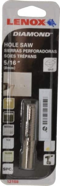 Lenox - 5/16" Diam, 1-1/8" Cutting Depth, Hole Saw - Diamond Grit Saw, Continuous Edge - Exact Tooling