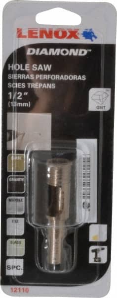 Lenox - 1/2" Diam, 1-1/8" Cutting Depth, Hole Saw - Diamond Grit Saw, Continuous Edge - Exact Tooling