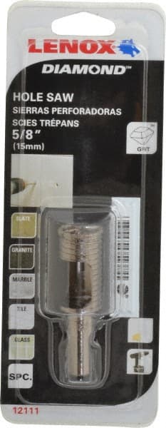 Lenox - 5/8" Diam, 1-1/8" Cutting Depth, Hole Saw - Diamond Grit Saw, Continuous Edge - Exact Tooling