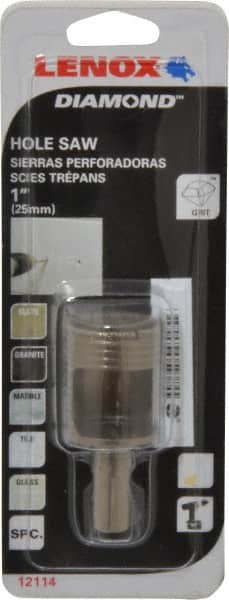 Lenox - 1" Diam, 1-1/8" Cutting Depth, Hole Saw - Diamond Grit Saw, Continuous Edge - Exact Tooling