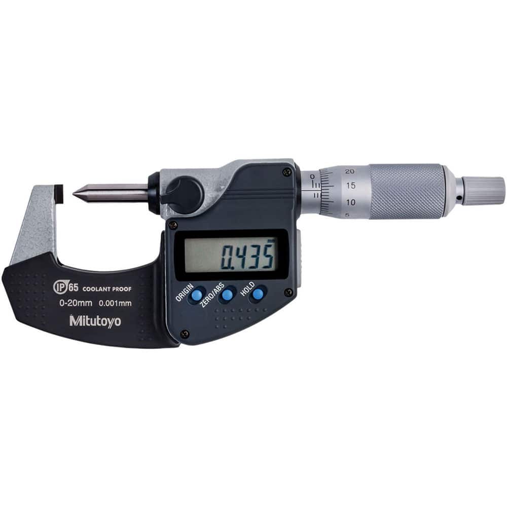 Mitutoyo - 0mm to 20mm IP65 Crimp Height Electronic Outside Micrometer - Exact Tooling