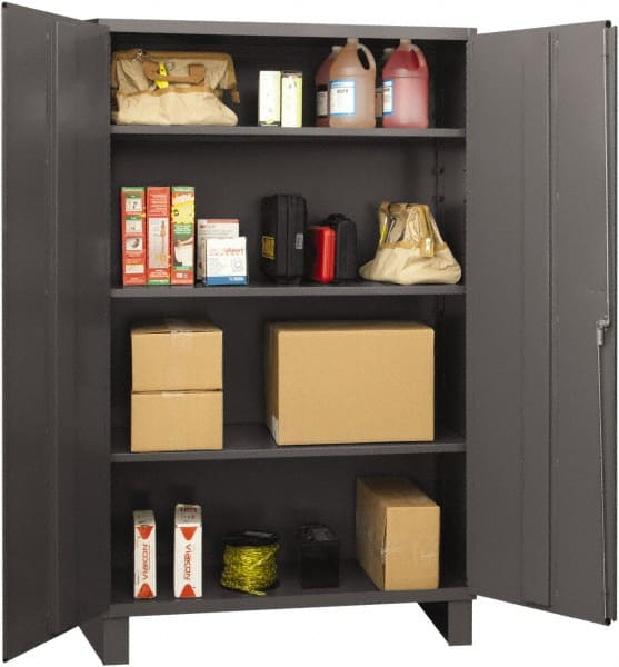 Durham - 3 Shelf Locking Storage Cabinet - Steel, 48" Wide x 24" Deep x 72" High, Gray - Exact Tooling