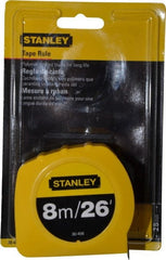 Stanley - 26' x 1" Yellow Blade Tape Measure - 1/32 & 1/16" & 1mm Graduation, Inch/Metric Graduation Style, Yellow Case - Exact Tooling