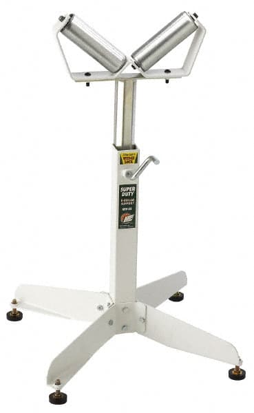 HTC - 22 Inch to 32 Inch High Heavy Duty Inch V Inch Roller Support - 500 Lbs. Limit, with 2 and 4 Inch Wide Rollers - Exact Tooling