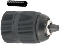 Accupro - 3/8-24 Male, 1/32 to 3/8" Capacity, Threaded Mount Drill Chuck - Keyless, 41mm Sleeve Diam, 57mm Open Length - Exact Tooling