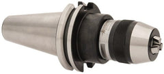 Accupro - CAT40, 1/64 to 5/16" Capacity, Integral Shank Drill Chuck - Keyless, Taper Shank, 38mm Sleeve Diam, 82mm Open Length - Exact Tooling