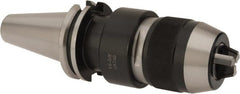 Accupro - CAT40, 1/8 to 5/8" Capacity, Integral Shank Drill Chuck - Keyless, Taper Shank, 55mm Sleeve Diam, 120mm Open Length - Exact Tooling