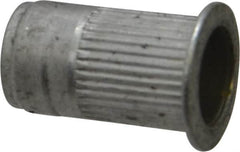 Made in USA - 1/4-20, 0.39 Insert Diam, 0.68" OAL, Knurled Body Open End Threaded Insert - 0.3906" Hole Diam, 1/2" Head Diam, 5056 Aluminum, Clear Protective Coating - Exact Tooling