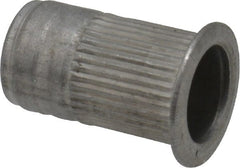 Made in USA - M6x1.00, 9.91mm Insert Diam, 17.27mm OAL, Knurled Body Open End Threaded Insert - 10mm Hole Diam, 12.7mm Head Diam, 5056 Aluminum, Clear Protective Coating - Exact Tooling