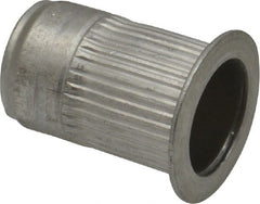 Made in USA - 3/8-16, 0.53 Insert Diam, 0.805" OAL, Knurled Body Open End Threaded Insert - 0.5312" Hole Diam, 0.685" Head Diam, 5056 Aluminum, Clear Protective Coating - Exact Tooling