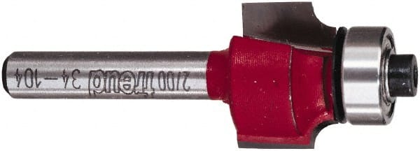Freud - 3/4" Cut Diam, 1/2" Length of Cut, 0 Flute Round-Over Edge Profile Router Bit - Carbide-Tipped, 1/4" Shank Diam, 2-3/16" OAL, Proprietary Coating - Exact Tooling