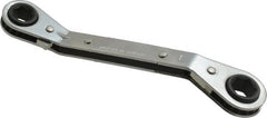 Proto - 11mm x 13mm 12 Point Ratcheting Offset Box Wrench - Double End, 9/64" Head Diam x 1/2" Head Thickness, 6-1/2" OAL, Steel, Chrome Finish, 25° Offset - Exact Tooling