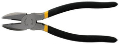 Stanley - 8-3/4" OAL, 1-15/32" Jaw Length, Side Cutting Linesman's Pliers - Serrated Jaw, Round Nose Head, Dual Dipped Handles - Exact Tooling