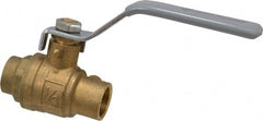 Value Collection - 1/2" Pipe, Full Port, Brass Standard Ball Valve - Inline - One Way Flow, Soldered x Soldered Ends, Lever Handle, 500 WOG - Exact Tooling