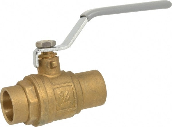 Value Collection - 3/4" Pipe, Full Port, Brass Standard Ball Valve - Inline - One Way Flow, Soldered x Soldered Ends, Lever Handle, 500 WOG - Exact Tooling