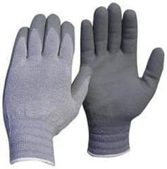 ATG - Size S (7), ANSI Cut Lvl A4, Puncture Lvl 3, Abrasion Lvl 4, Nitrile Coated Cut Resistant Gloves - 9" Long, Palm & Fingers Coated, Dyneema Lining, Knit Wrist, Gray, Paired - Exact Tooling