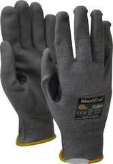 ATG - Size XL (10), ANSI Cut Lvl A4, Puncture Lvl 3, Abrasion Lvl 4, Nitrile Coated Cut Resistant Gloves - 9" Long, Palm & Fingers Coated, Dyneema Lining, Knit Wrist, Gray, Paired - Exact Tooling