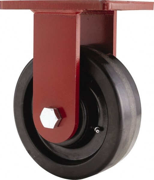 Hamilton - 8" Diam x 2-1/2" Wide x 10-1/2" OAH Top Plate Mount Rigid Caster - Phenolic, 2,000 Lb Capacity, Tapered Roller Bearing, 5-1/2 x 7-1/2" Plate - Exact Tooling