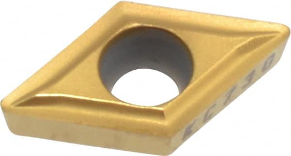 Kennametal - DPGT21.51 LF Grade KC730 Carbide Turning Insert - TiN Finish, 55° Diamond, 1/4" Inscr Circle, 3/32" Thick, 1/64" Corner Radius - Exact Tooling