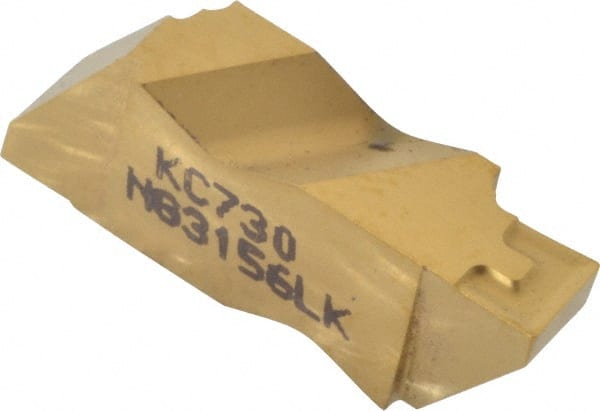 Kennametal - 3156NG K Grade KC730, 3.96mm Cutting Width Carbide Grooving Insert - 3.81mm Max Depth of Cut, Left Hand, 0.19mm Corner Radius, TiN Finish - Exact Tooling