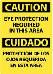 NMC - "Caution - Eye Protection Required in This Area", 20" Long x 14" Wide, Rigid Plastic Safety Sign - Rectangle, 0.05" Thick, Use for Accident Prevention - Exact Tooling