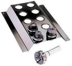 Royal Products - 5 Piece, R8 Quick Change Rotary Tooling Start to Up Milling Kit - Includes 3 End Mill Tool Holders, Quick Change Body and Stand - Exact Tooling