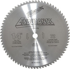 Milwaukee Tool - 14" Diam, 1" Arbor Hole Diam, 72 Tooth Wet & Dry Cut Saw Blade - Carbide-Tipped, Burr-Free, Clean, Smooth Action, Standard Round Arbor - Exact Tooling