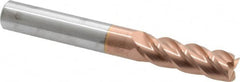 Accupro - 3/8", 4 Flute, Single End, Solid Carbide, 0.01" Corner Radius End Mill - 3" OAL, 40° Helix, Right Hand Flute, 1-1/8" LOC, Right Hand Cut - Exact Tooling