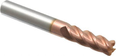 Accupro - 3/8", 4 Flute, Single End, Solid Carbide, 0.06" Corner Radius End Mill - 3" OAL, 40° Helix, Right Hand Flute, 1-1/8" LOC, Right Hand Cut - Exact Tooling