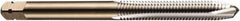 DORMER - 1/4-20 UNC, 2 Flute, Bright Finish, Powdered Metal Spiral Point Tap - Plug Chamfer, Right Hand Thread, 2-1/2" OAL, 0.5075" Thread Length, 0.255" Shank Diam, 3B Class of Fit, Series E025 - Exact Tooling