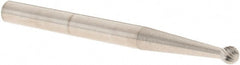 M.A. Ford - 3/32" Cut Diam, 1/8" Shank Diam, Ball Head Double Cut Burr - Carbide, Radius End, 5/64" LOC, 1-1/2" OAL - Exact Tooling